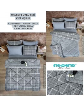 ETE HOMETEX ÇİFT KİŞİLİK WELSOFT UYKU SETİ SAFİR GRİ 8696474231986